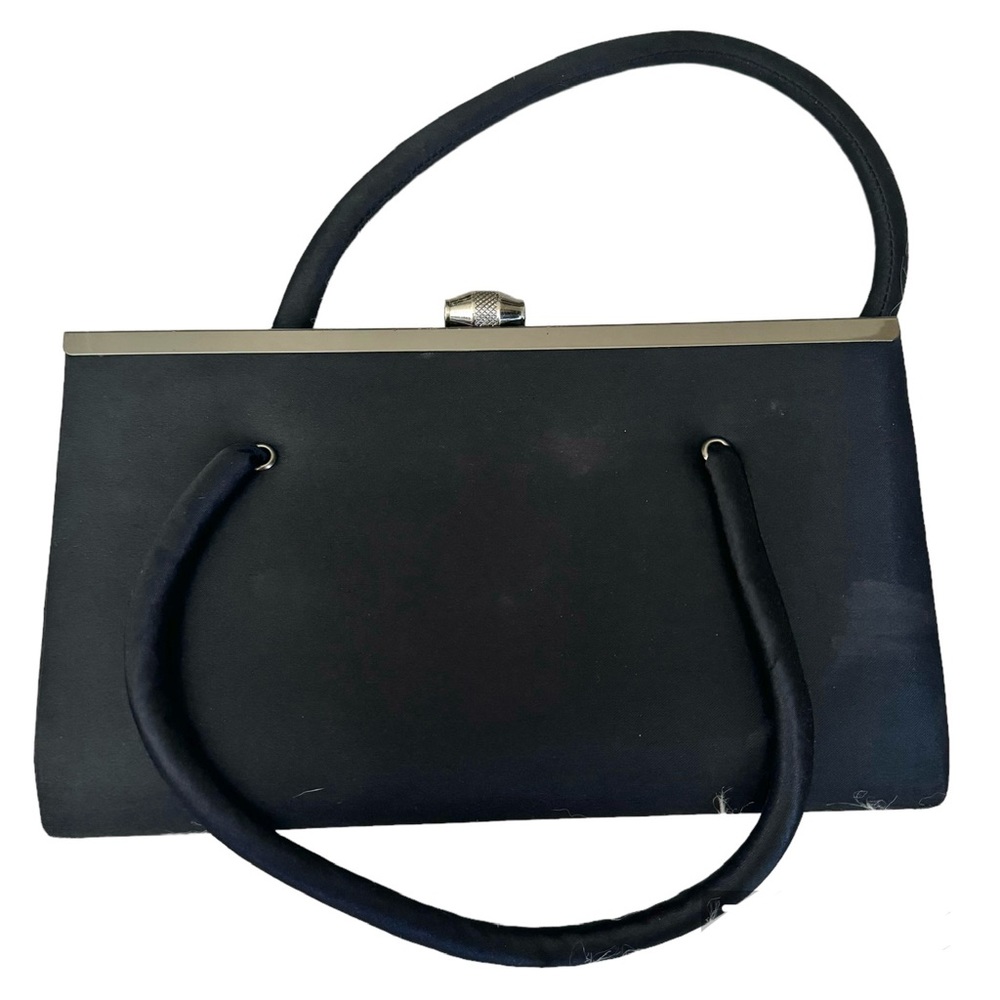 ❤️5/$25 Vintage Satin Evening Clasp Envelope Clutch with Straps Black